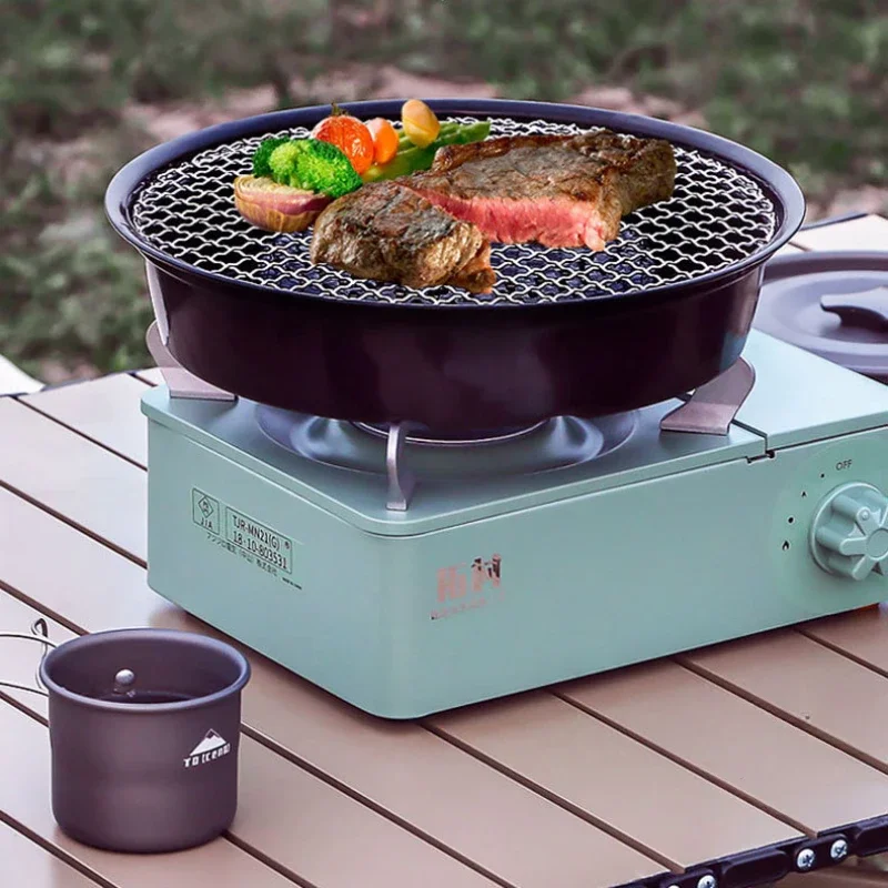 Nonstick Outdoor Tableware Bake Frying Dual-use BBQ Plate Outdoor Picnic Removable Portable Cooking Board Survival Aluminum Set