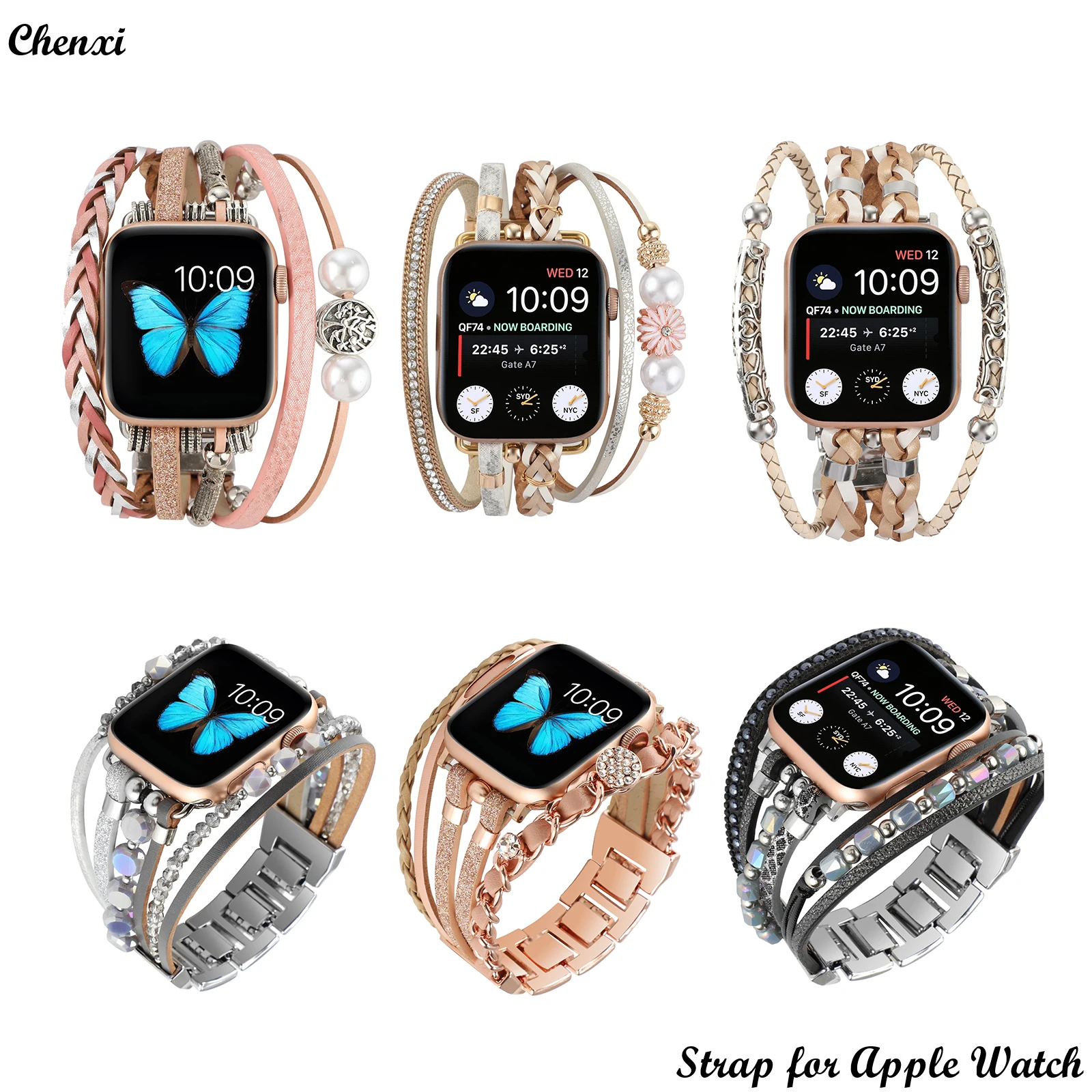 Pulseira para apple relógio senhora tecido de pulso para iwatch87654321se ornamento corrente banda para iwatch ultra moda