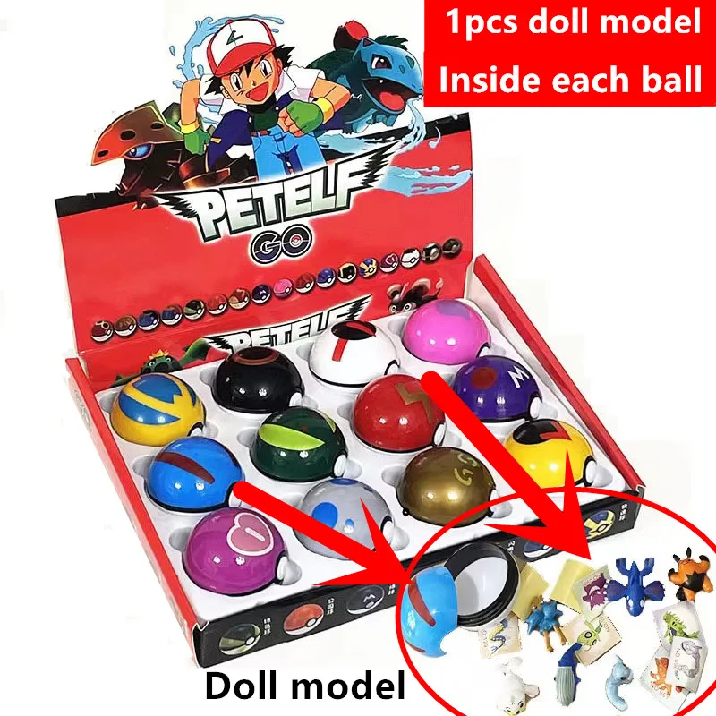 Miniso 12/20/24 unids/set 4-5 Cm PokeBall modelo Anime figura monstruo de bolsillo mascota elfo muñecas juguetes para regalo de cumpleaños para niños