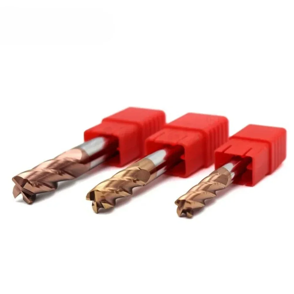Herramientas de fresado de extremo de redondeo de esquina HRC55 4F duraderas, revestimiento de aleación, carburo de acero de tungsteno, punta redonda para mecanizado mecánico CNC