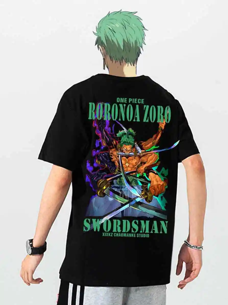 

Heavy Cotton One Piece T-shirt Japanese Trendy Brand Animation Ronoya Sauron Pattern Peripheral Loose Short Sleeves