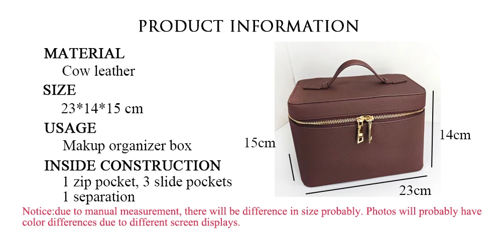Kosmetiktasche mit individuellem Namen für Frauen, großes Fassungsvermögen, Kulturbeutel, Tasche für Reisen, tragbar, handgehalten, Make-up-Organizer aus Leder – Detail 2