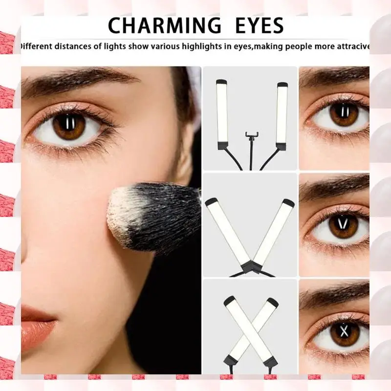 ABGN แขนคู่ LED เติมหรี่แสงได้ความงามไฟ LED วิดีโอ 2700 K-5600 K 2 โหมด 45 W การถ่ายภาพสดสตรีมมิ่ง