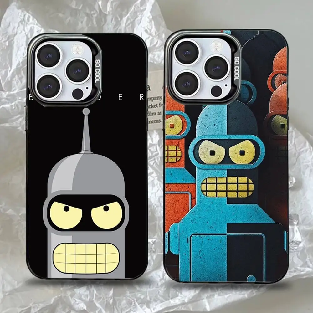 

Cartoon F-Futuramas Phone Case For iPhone 16,15,14,13,12,11,Pro,Max,Plus,Mini,XS,SE Anti Fall Black Matte Hard Bumper