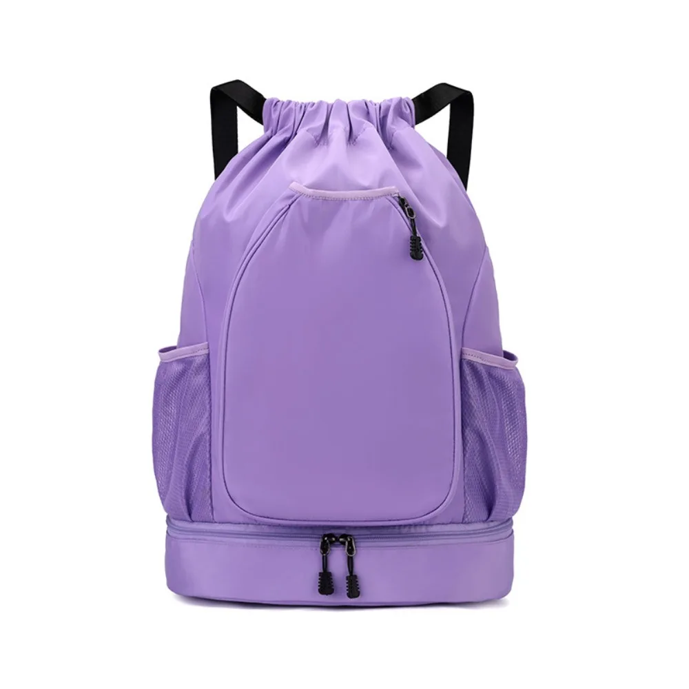 

2 Rackets Tennis Racket Backpack with Shoes Pocket Waterproof Gym Pack Drawstring Closure Large Capacity Drawstring Fitness Bag