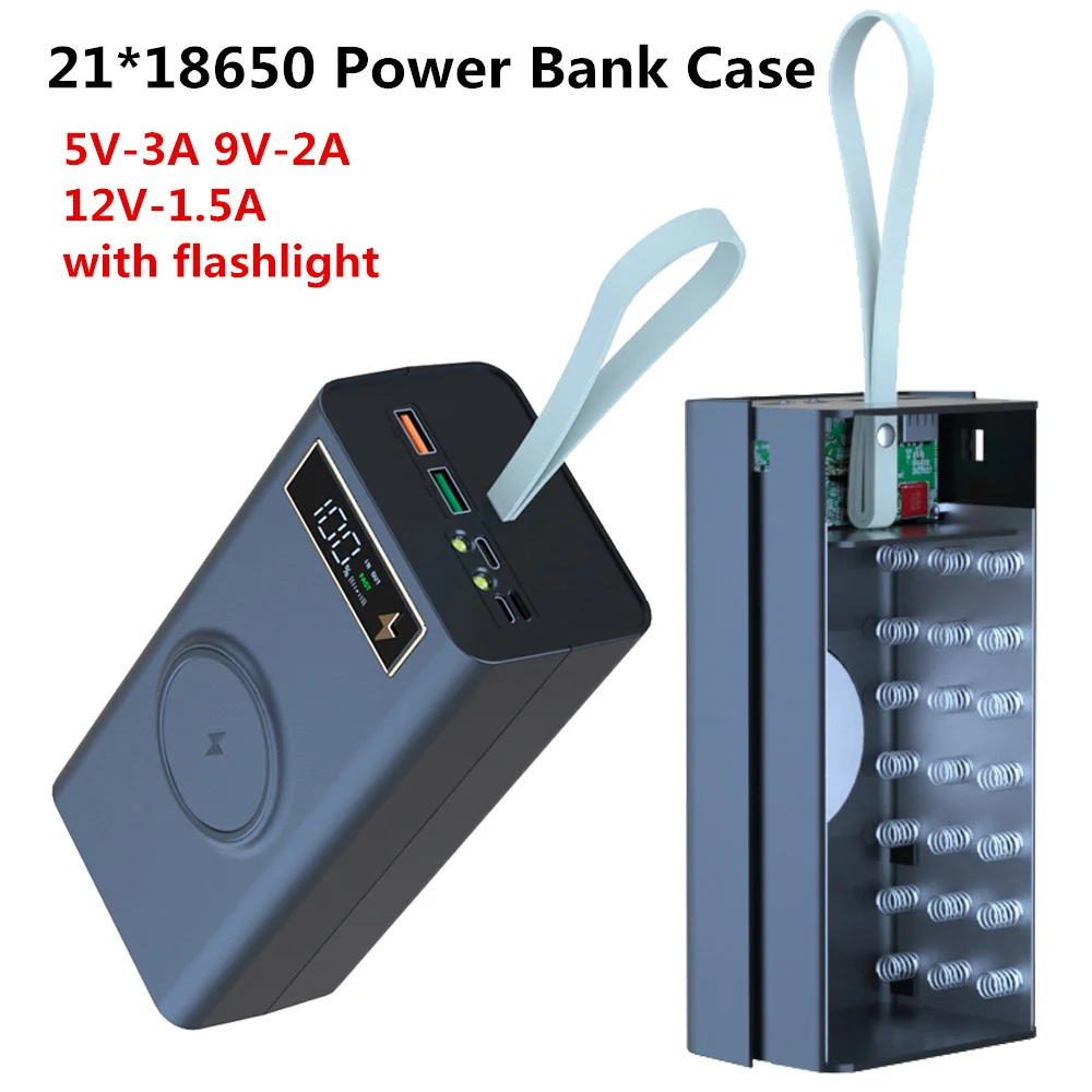 DIY Welding Free 21*18650 Battery Storage Box PD 22.5W Quick Charger Case 18650 Power Bank Case 18650 Battery Charger Box