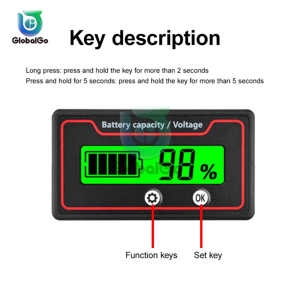 12V 24V 36V 48V 60V 72V 84V LCD Digital Lead Acid Lithium Battery Capacity Indicator Car Motorcycle Voltmeter Voltage Tester