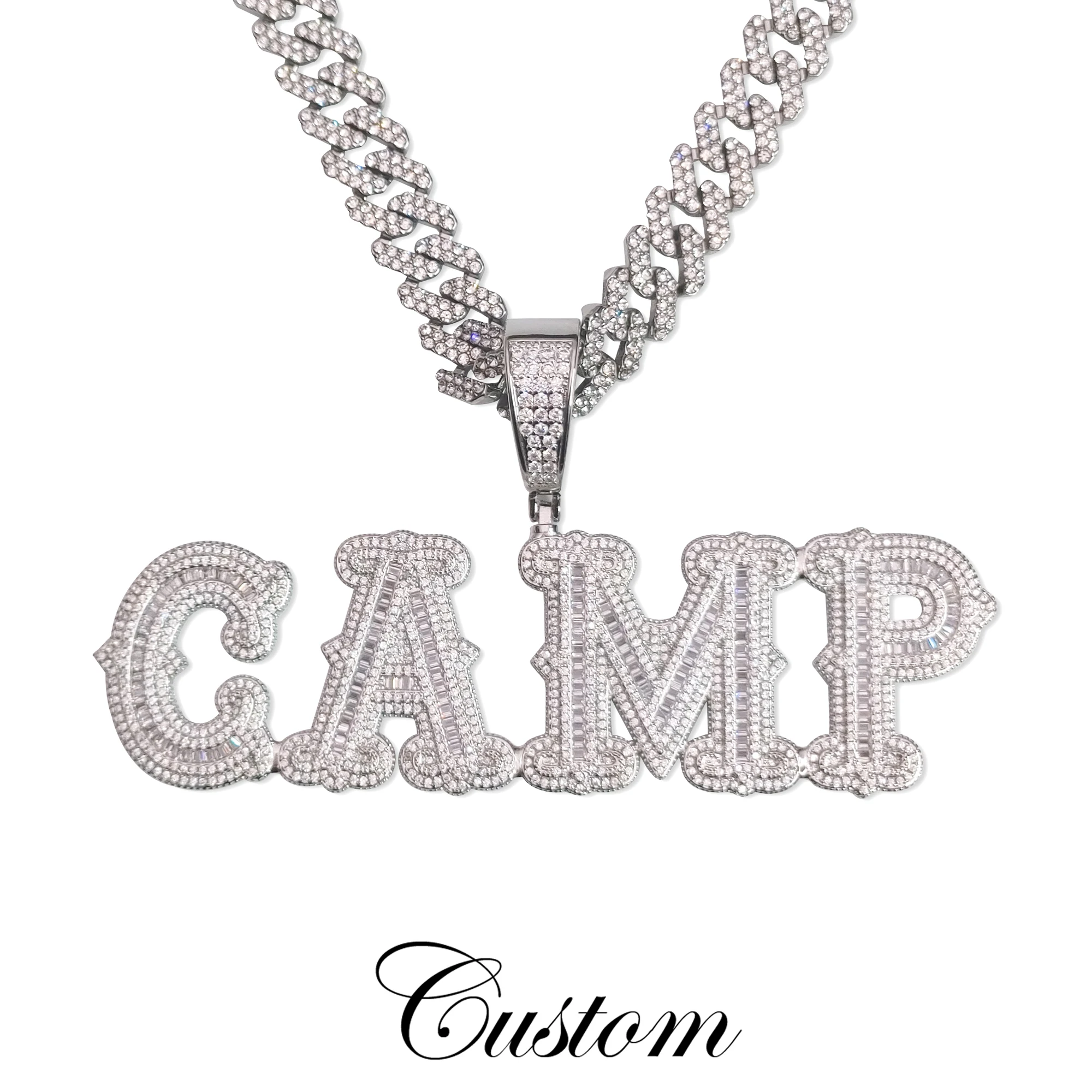 CUSTOM Big Gothic Style Letters Name Pendant with Cuban Link Chain Prom Party Jewelry Personalized Name Chain Hip-Hop Jewelry