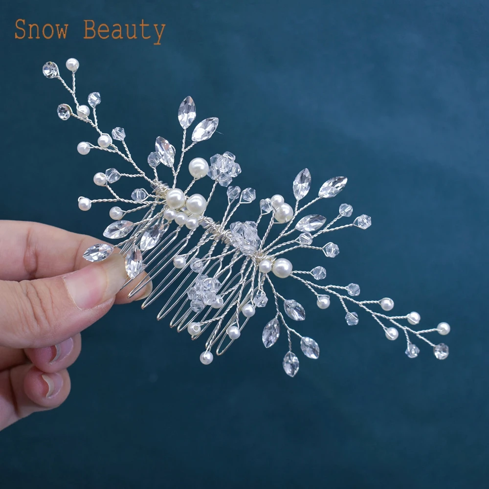 A486 Sliver Bride Headpiece Gift Wedding Hair Accessories Elegant Crystal Bride Hair Comb Rhinestone Bridal Hair Clip Headwear