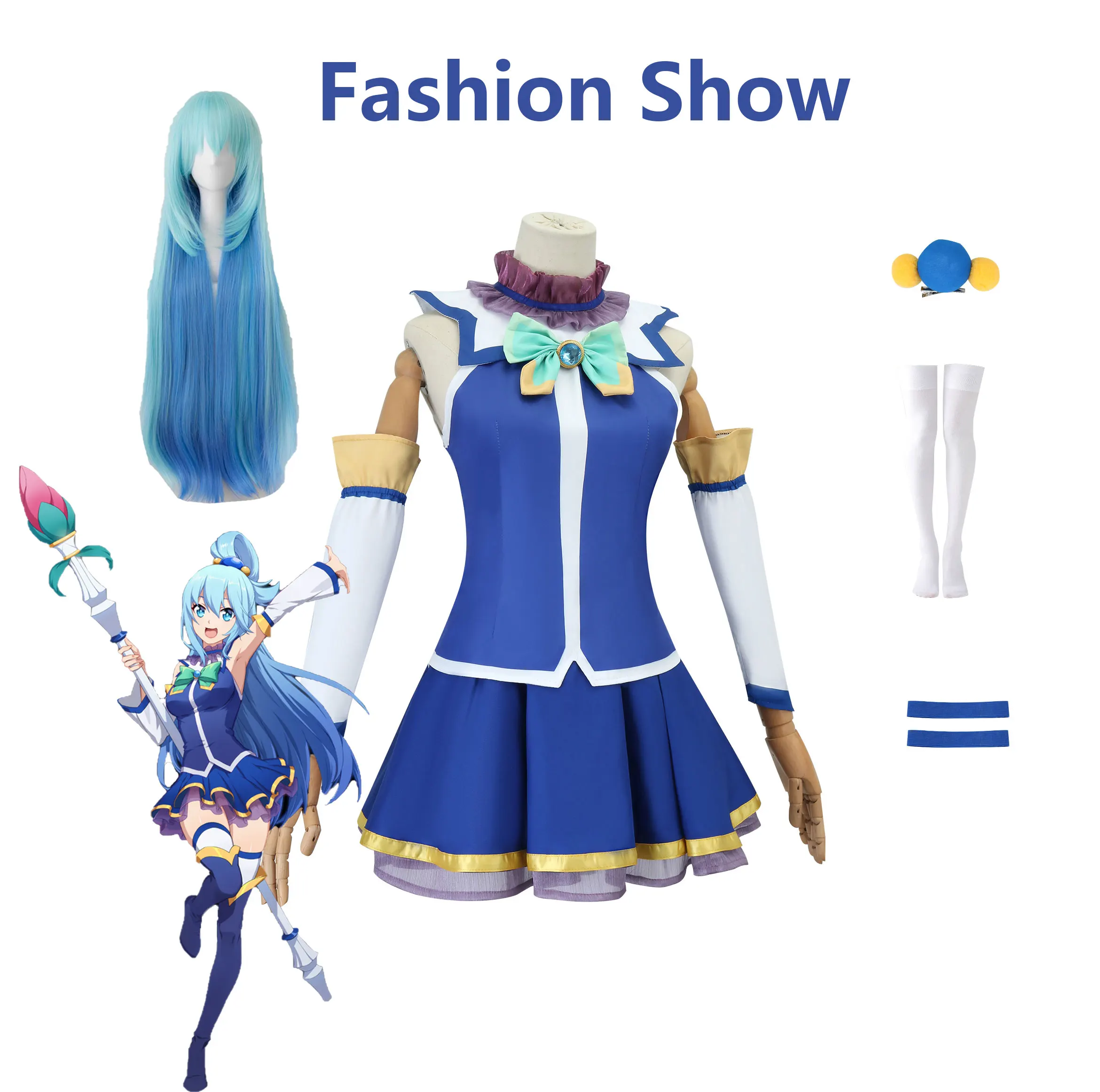 Costume de cosplay Anime Aqua, uniforme KonoSuba God's Blessing on This Wonderful World, ensemble de robe de cosplay, tenue de fête pour femmes