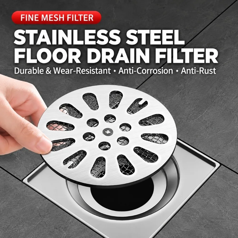 Durable Stainless Steel Drain Cover Round With Mesh Drain Filter Sewer Cover Bathroom Kitchen Drain