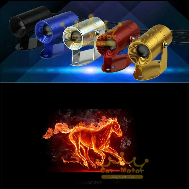 

1 Pieces New Hot Sale Flaming Horse Logo 3D LED Motorcycle Light Laser Projector Ghost Shadow Spotlight Universal