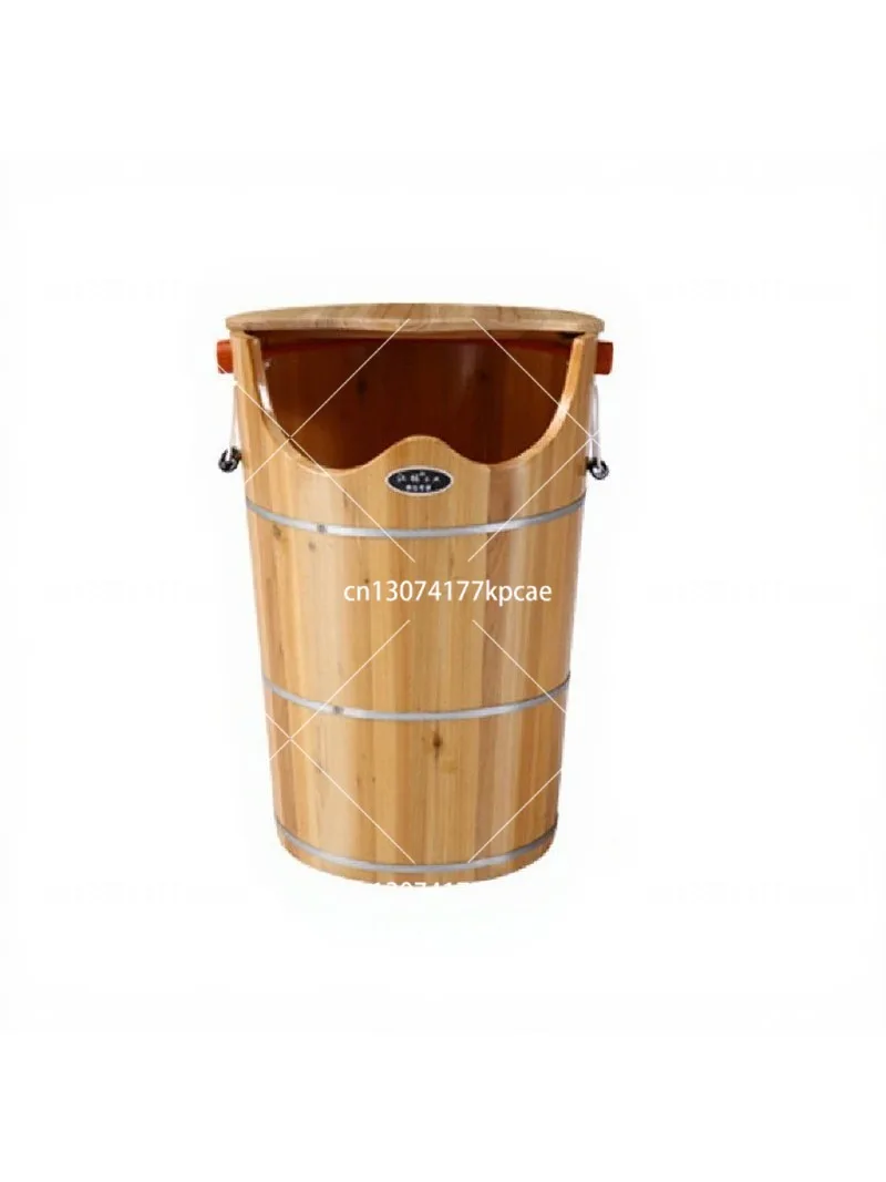 Fumigation Bucket Steam Fumigation Bucket with Lid Thermostatic Bucket Heating Sweat Steaming Feet Soaking Feet Wooden Basin