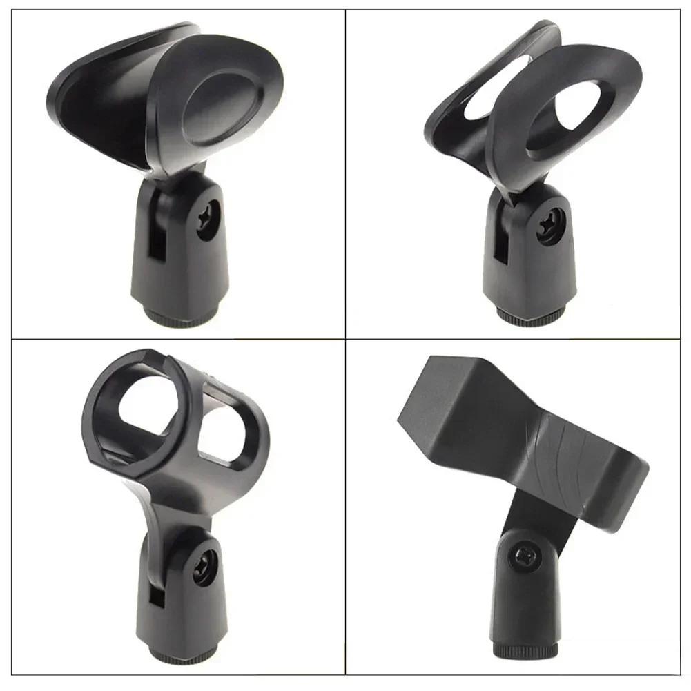 1Pc Universal Microphone Clip Spring Clip Flexible Mic Holder Clamp Black Mount Stand Plastic Mic Clamp Holder 3/8in To 5/8in