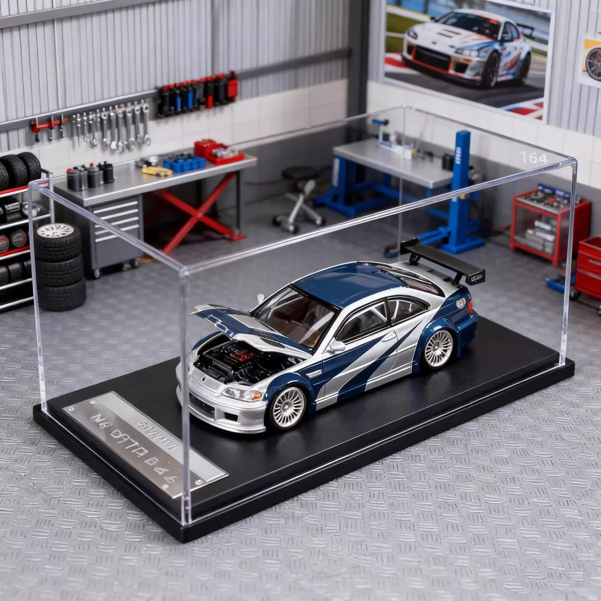 MJ 1:64 M3 GTR NSF capó de motor que se puede abrir modelo de coche de aleación