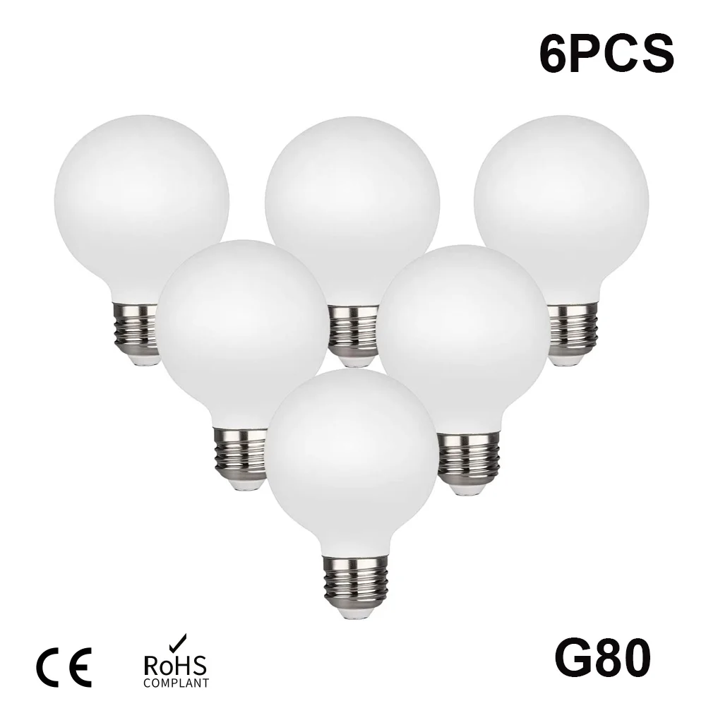 

Edison LED Light Bulb E27 5W G80 Frosted Glass Bulb 85V-265V Globe Ball Bulb Warm White 2700K Natural white 4000K Lampada LED La