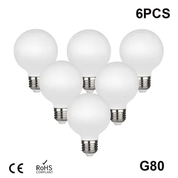 Edison หลอดไฟ LED E27 5W G80 Frosted แก้วหลอดไฟ 85 V-265 V Globe Ball หลอดไฟสีขาว 2700K สีขาวธรรมชาติ 4000K Lampada LED พจนานุกรม