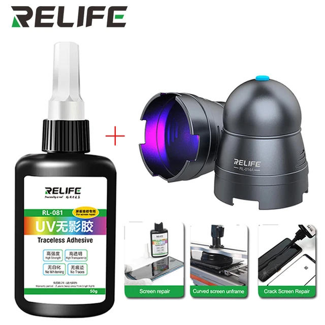 RELIFE RL-081 UV bezcieniowa lampa utwardzająca ekran telefonu komórkowego naprawa pękniętego ekranu zakrzywiony ekran bez ramki bez pęcherzyków powietrza