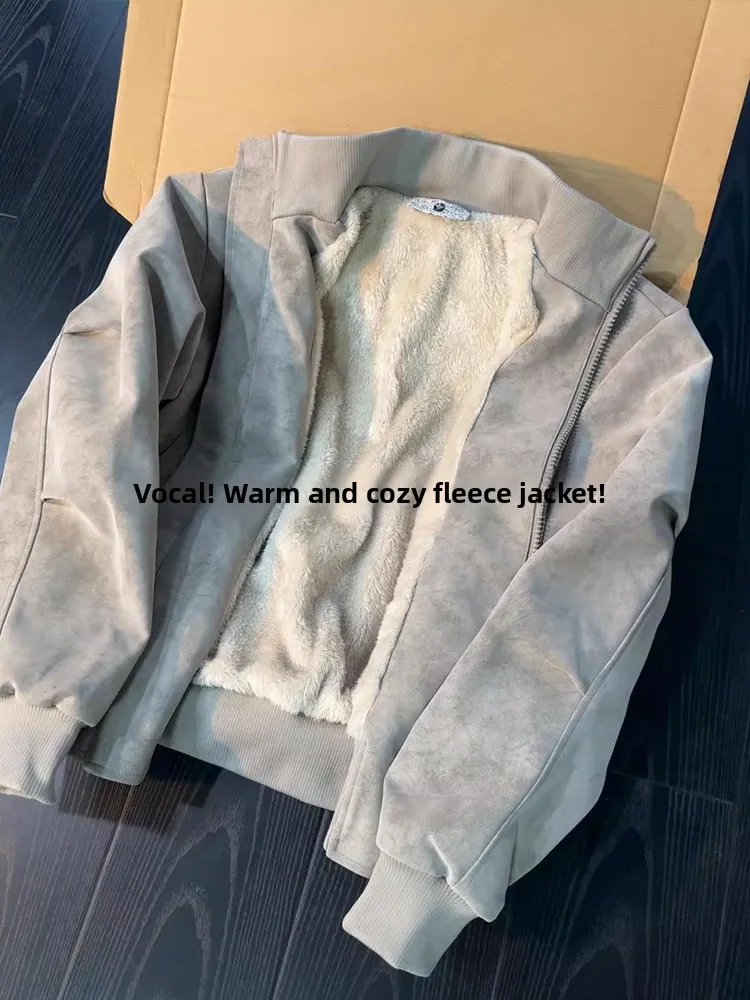 معطف Jaet من الجلد المصبوغ الأمريكي من القطن للرجال معطف شتوي مبطن Fce للدراجات النارية بحاشية مستقيمة