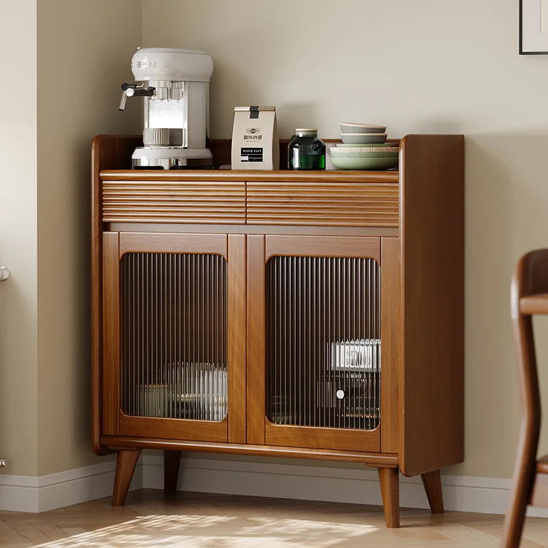 Nordic style solid wood sideboard, door to door, 80CM small apartment, living room, pantry cabinet, kitchen simple bowl and