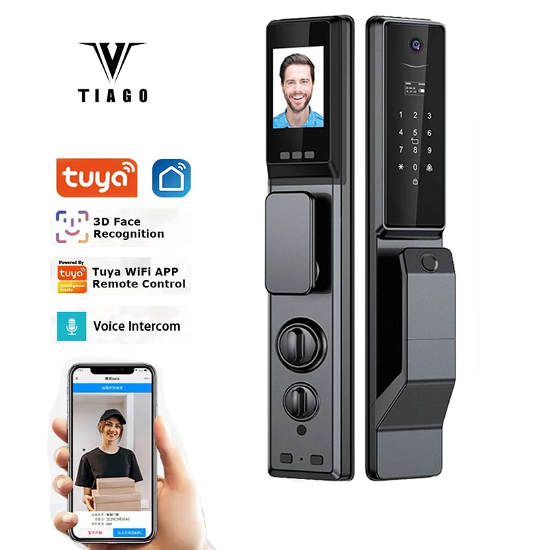 

Tuya Smart 3D Face Door Lock Security Face & Camera Monitor Intelligent Fingerprint Password Biometric Electronic Key Unlock