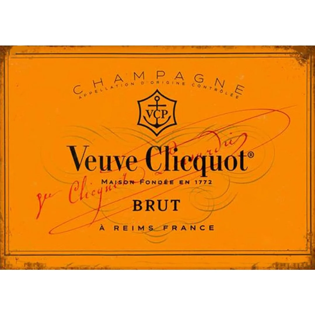 Veuve Clicquot Brut Champagne-letrero de estaño de Metal Retro, placa de estaño Vintage para el hogar, cafetería, póster, decoración de pared