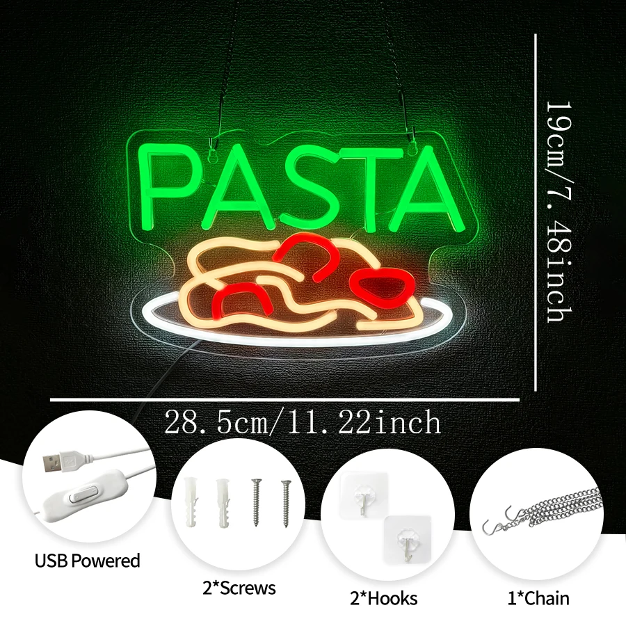 PASTA Neon Sign for Wall Decor - Photography Lighting For Food recension och pris