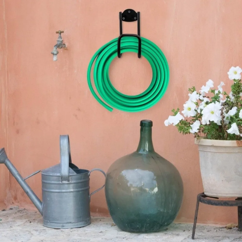 Iron Metal Garden Hose Holder Wall Mounted Compact Outdoor Hose Hanger Easy Installation Storage Hook Water Pipe Organization