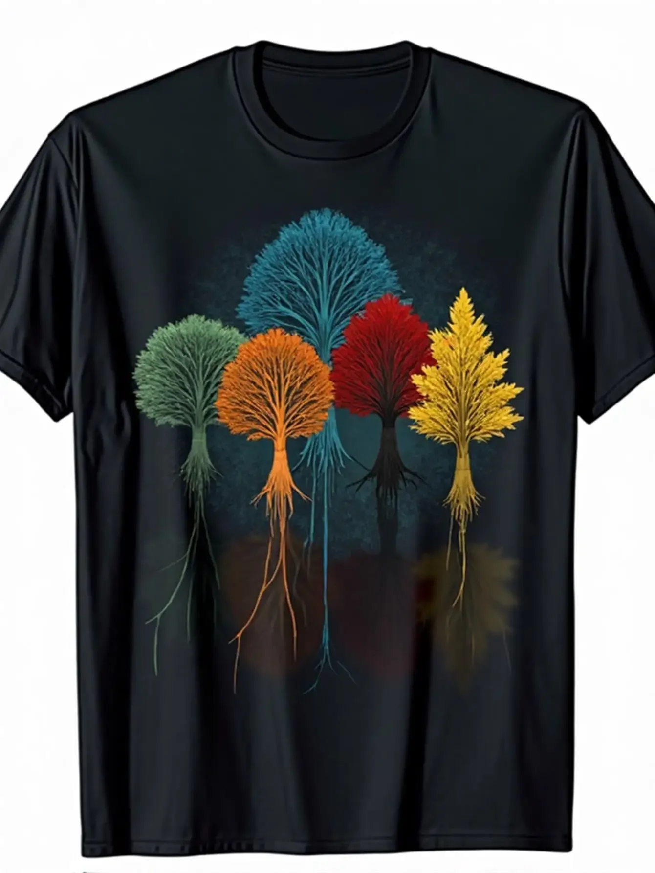 

Colorful Roots Tree of Life Graphic Tee Men Breathable Cotton Short Sleeve Casual T-Shirt