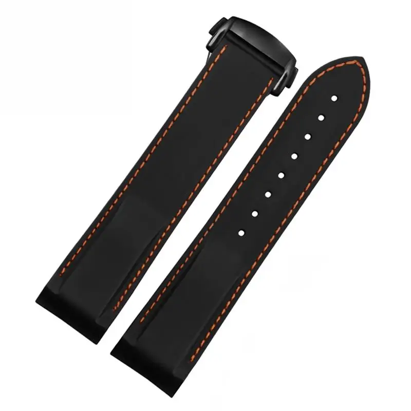 

ONECMN 20mm 22mm Silicone watch band For Omega Seamaster 007 wrist Waterproof strap bracelet with folding buckle