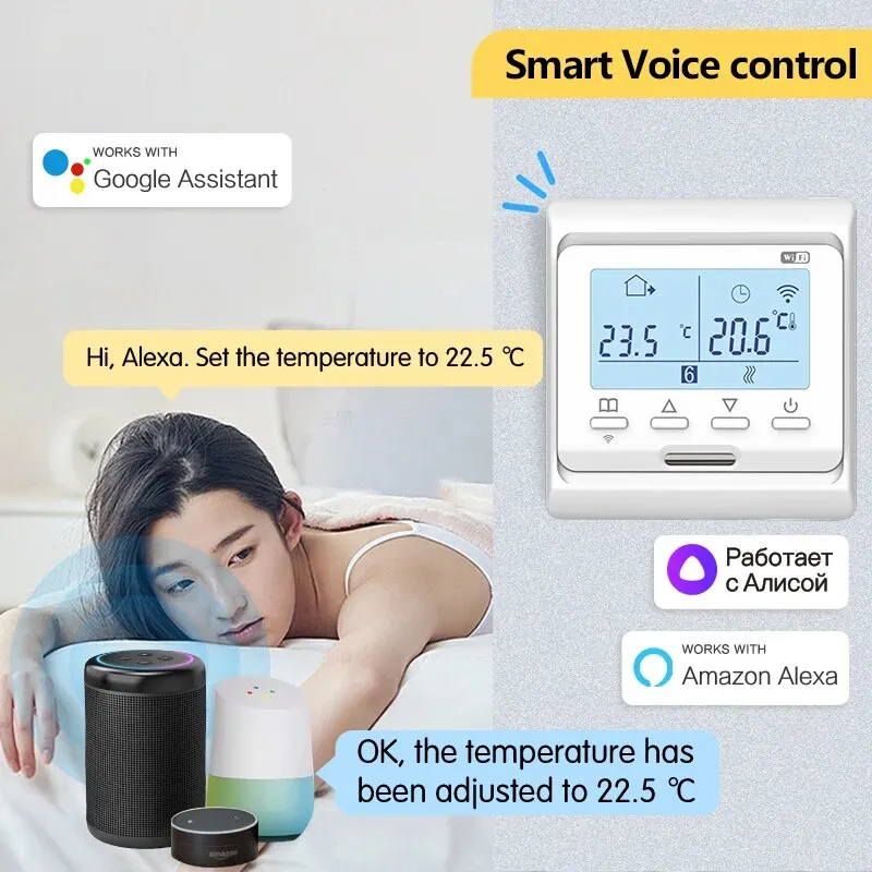 WiFi Smart Tuya Thermostat for Electric Floor Heating Water/Gas Boiler Temperature Remote Controller for Google Home, Alexa