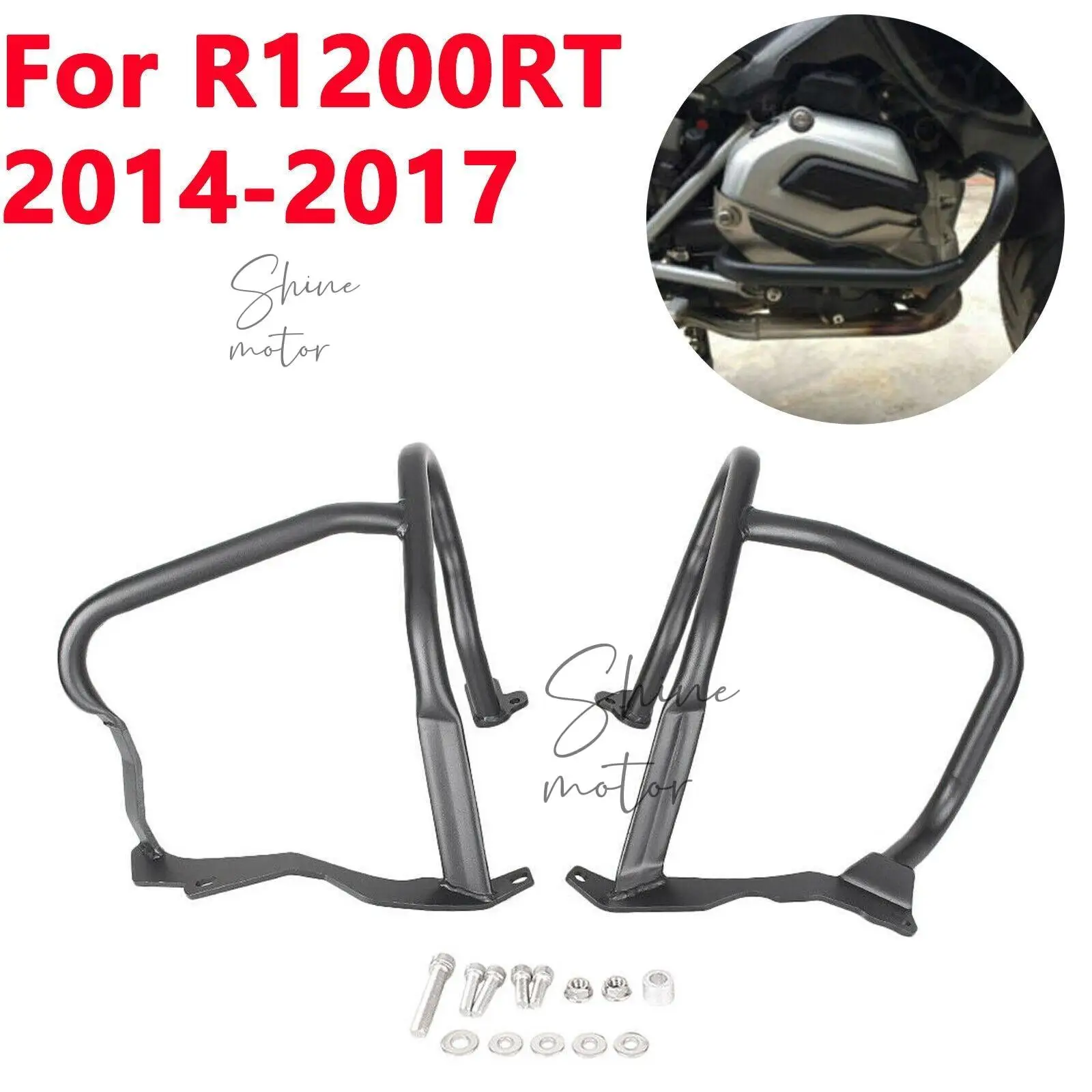 

For BMW R1200RT 2014-2017 Steel Black Front Engine Guard Highway Crash Bars Protector