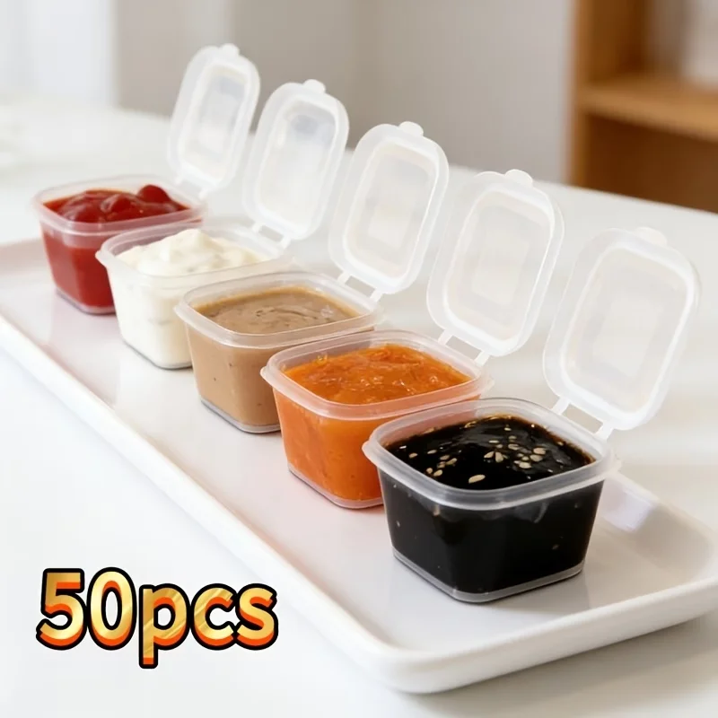 50‑Pcs Set Leak‑Proof Flip‑Top Food Storage Containers with Sauce & Seasoning Cups,  for Picnic Fruits, Yogurt & Sauces