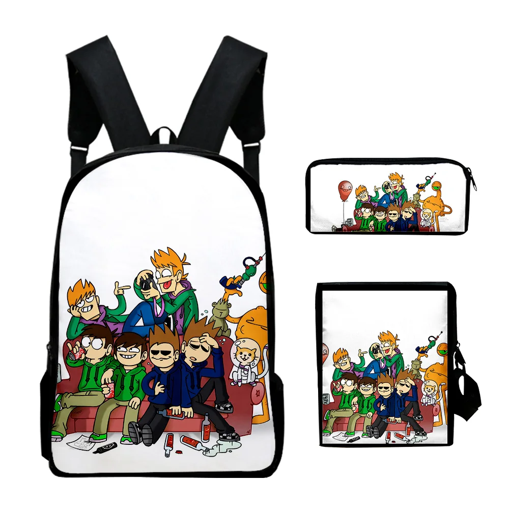 

Harajuku Novelty eddsworld 3D Printed 3pcs/Set pupil School Bags Laptop Daypack Backpack Inclined shoulder bag Pencil Case