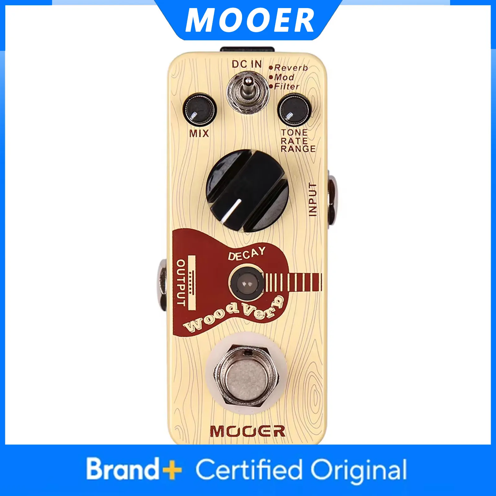 

Цифровая педаль эффектов для акустической гитары MOOER WoodVerb, 3 режима (реверберация/модуляция/фильтр), True Bypass, аксессуары для гитары