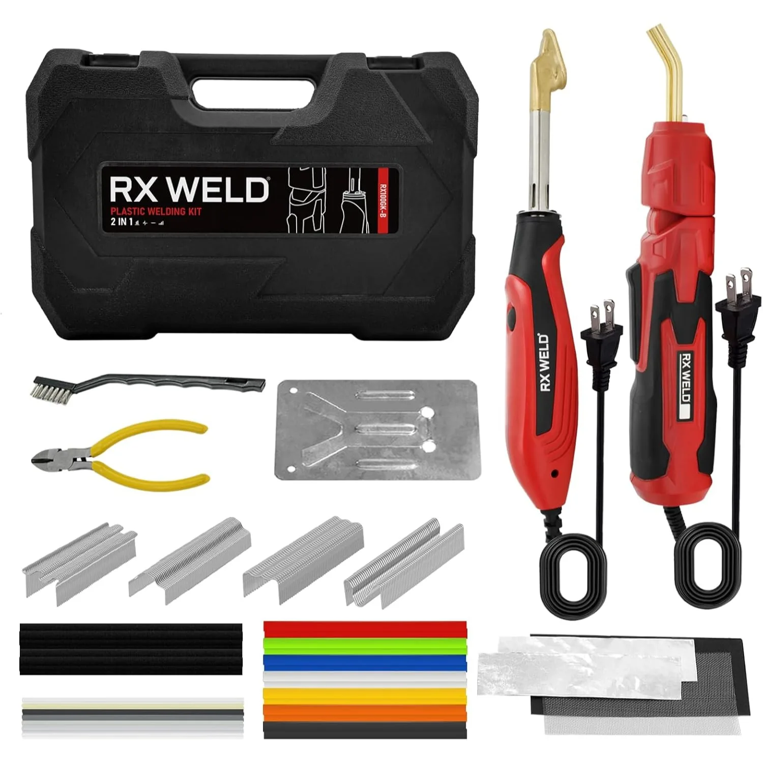 

2 in 1 Plastic Welder Kit 400PCS Hot Staples & Rods for Repair, Welding Gun for Car Bumper Kayak ABS PP PE Toys DIY 110V