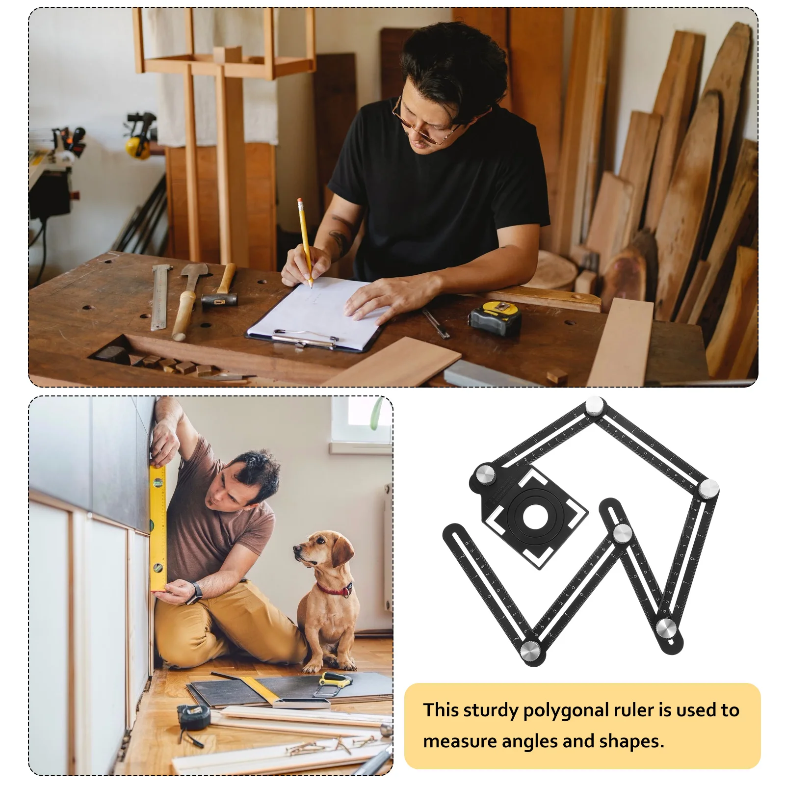 

Aluminum Alloy Six-Fold Ruler Tile Opening Locator Durable Accurate Puncher Interior Install Tool Electrician Plumber Ceramic