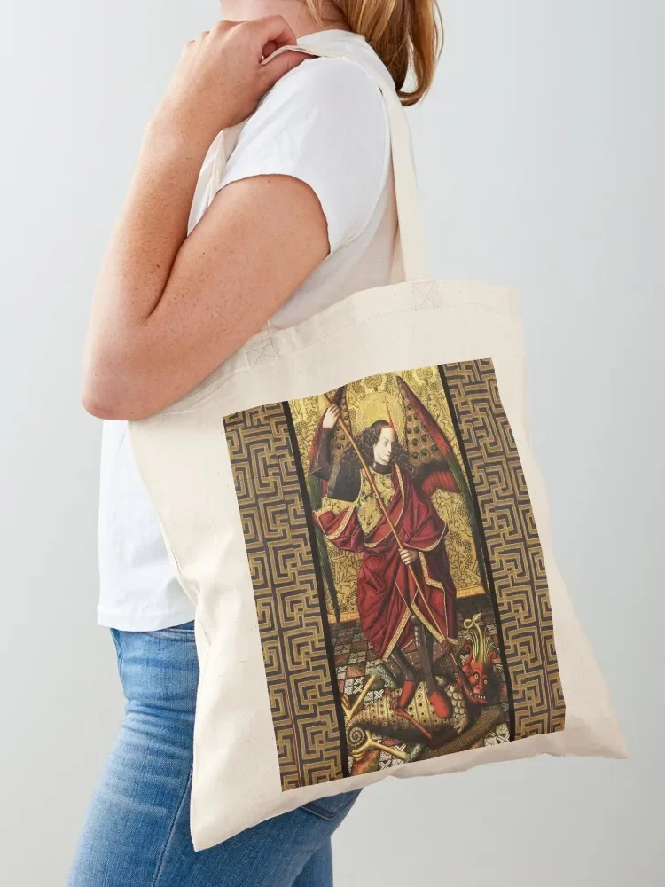 

St. Michael Archangel Defeating The Devil Tote Bag Canvas bag for women reusable shopping bag cute tote Shopper