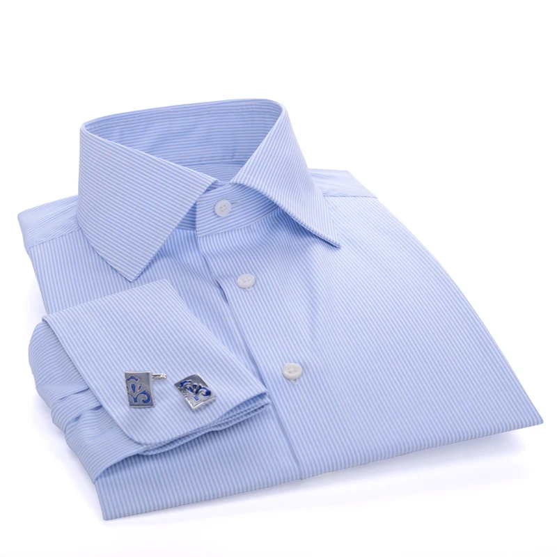 

Men's Classic French Cuffs Shirt - 100% Cotton Cross Colored Square Neck Business Career Manager Long-Sleeved Design