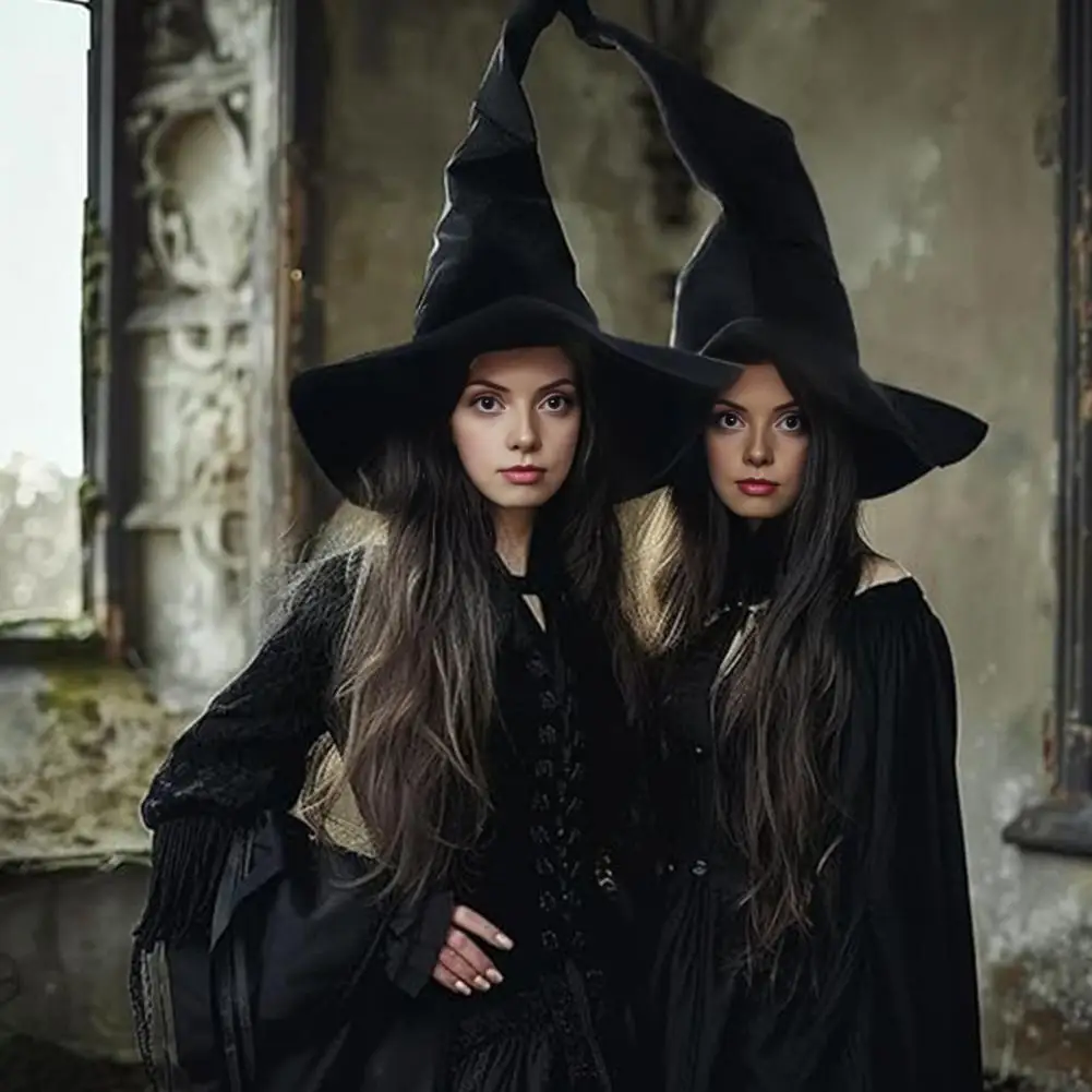 Witch Hat Velvet Surface Festive Ambience Enhancer Stage Show Woman Witch Hat Versatile Accessories Vintage Halloween Decor