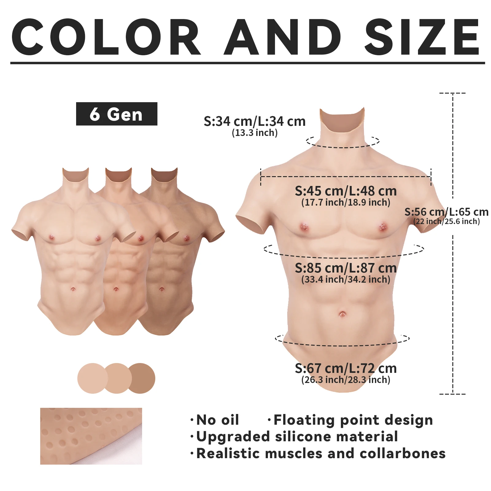 CYOMI Realistic Silicone Muscle Suit Male Fake Chest Muscle Bodysuit for Crossdresser Macho Silicone Artificial Simulation