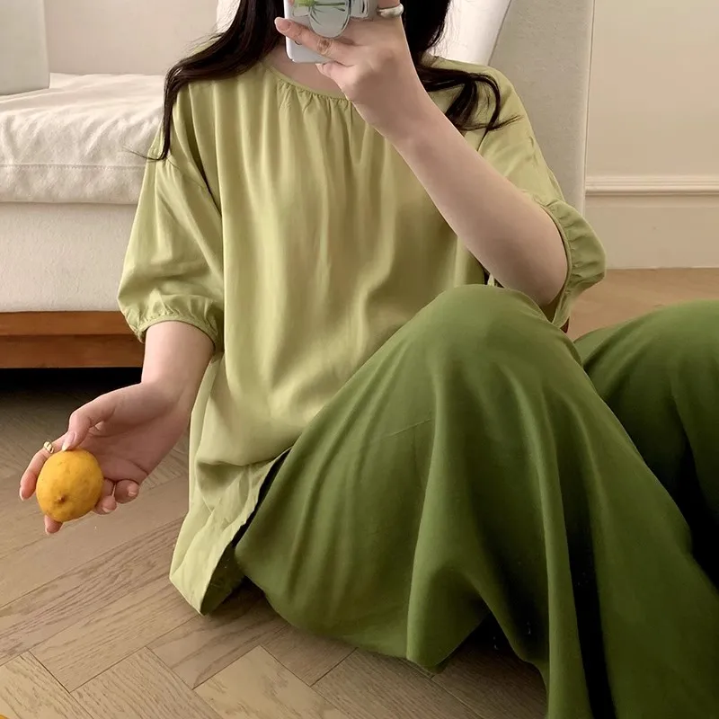 

2025 New Sleepwear For Women Spring Autumn Pajamas Set High-end Cotton Home Clothes Korean Nightwear Sleep Suit Lounge Pijama