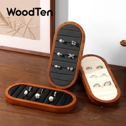WoodTen Solid Wood Ring Display Stand With Microfiber Ring Holder Jewelry Display Organizer Storage Rack Showcase For Exhibition