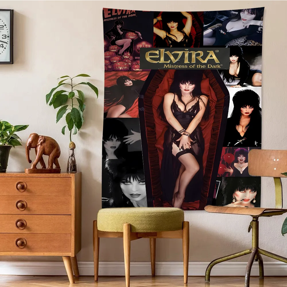 Film E-Elvira M-Mistress D-Dark Anime Tapestry Hanging Tarot Hippie Wall Rugs Dorm Home Decor