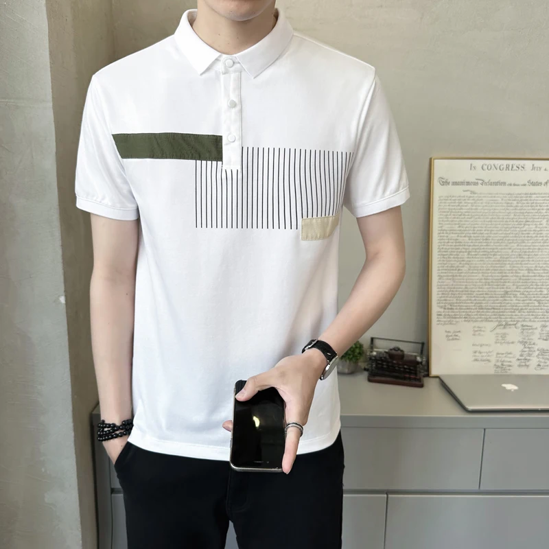 

Business Casual Men's Polo Shirts Summer Fashion Short-Sleeve T Shirt Printing Tops Daily Oversized Polo shirt