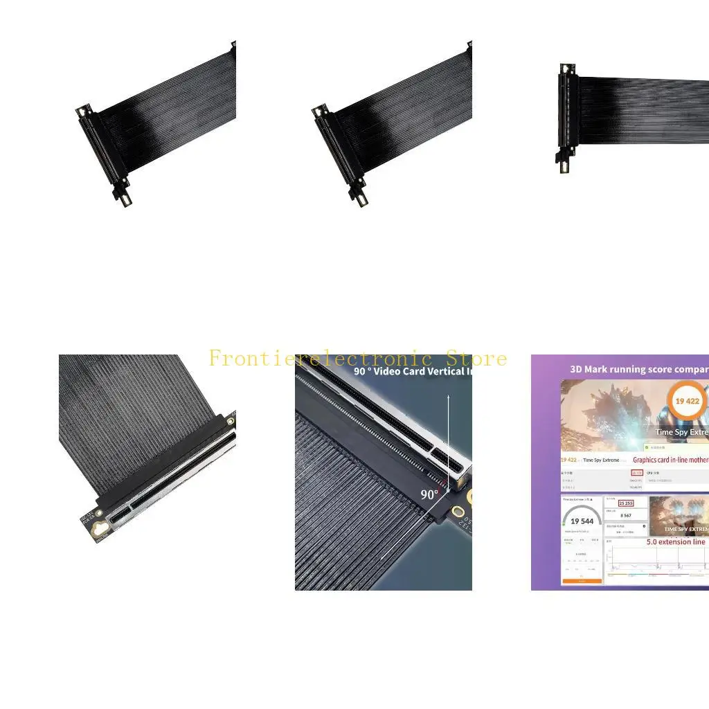 

G8DB PCIe 5.0 X16 Gen5 Silver Coated Extension Cord 0.9mm Flat Wire Right Angled GPU Risers Compatible Multiple Standards