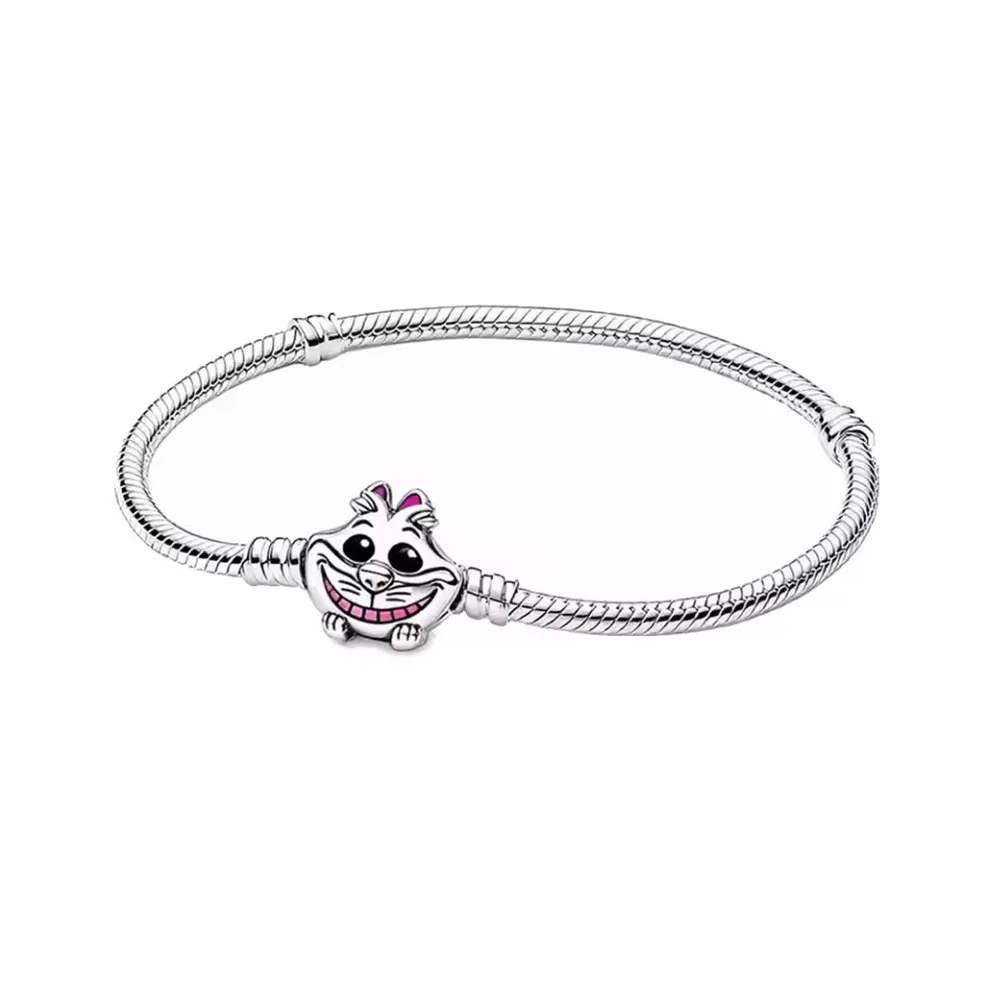925 Silver Snake Shaped Chain Cracelet, Cute Cartoon Style String Decoration Bracelet, Fashionable DIY Charm Jewelry for Women view 6