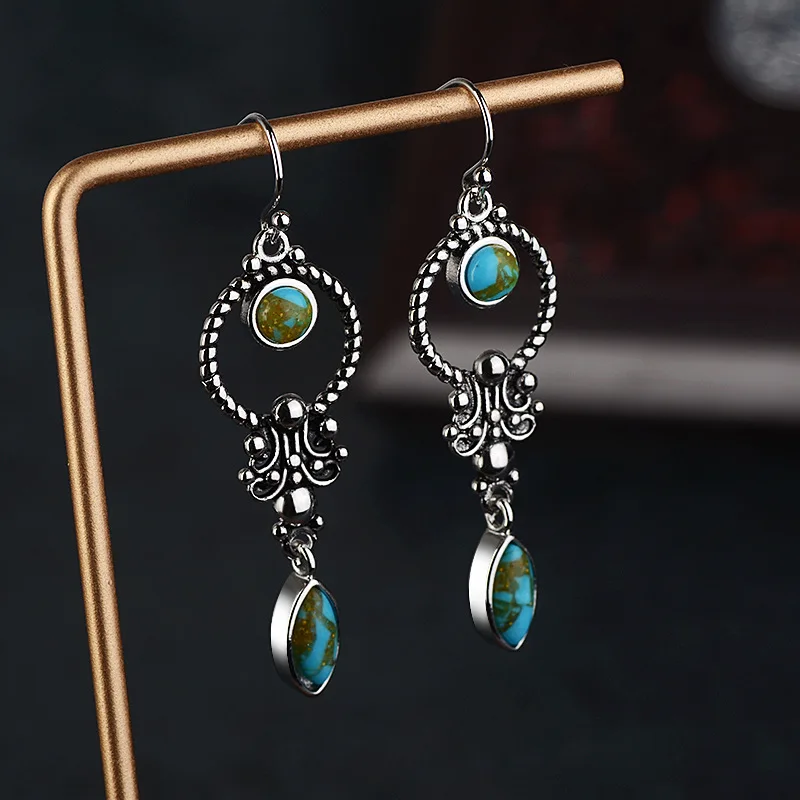 Gorgeous Silver Color Water Drop Earrings Inlaid Natural Stone Dangle Earrings for Women Bridal Engagement Wedding Jewelry Gifts