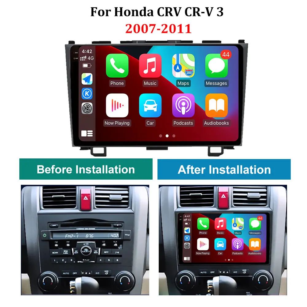 9 ''لهوندا CRV CR-V 3 2007 - 2011 راديو السيارة فيديو مشغل وسائط متعددة اللاسلكية Carplay أندرويد OS GPS Navi WIFI DSP ستيريو BT