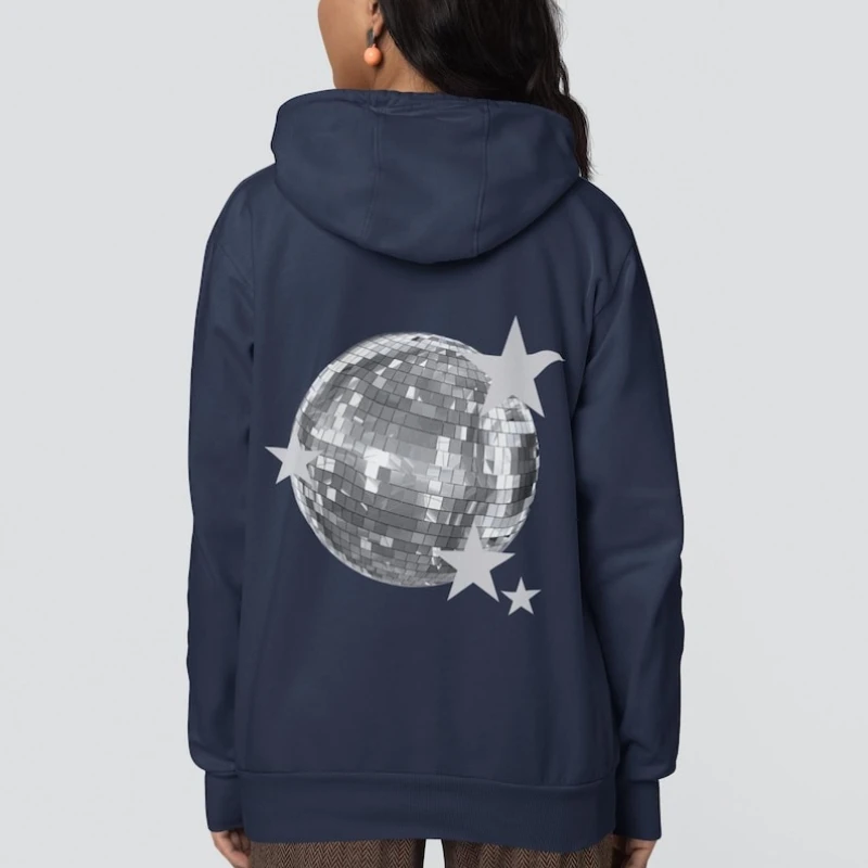 เสื้อฮู้ดเทรนดี้สไตล์ YK ลายลูกบอลสะท้อนแสง สไตล์สตอกโฮล์ม สวยงามแบบวัยรุ่น ดิสโก้ พร้อมลายดาว สำหรับฤดูใบไม้ร่วงและฤดูหนาว ให้ความอบอุ่น